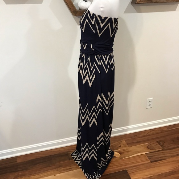 Chevron Strapless Maxi Dress Peach Love Cream - Picture 2 of 3
